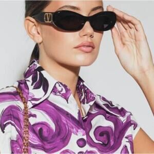 New! Valentino Black Sunglasses with Gold Accent, VLS 178A, Authentic